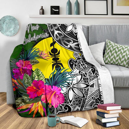 New Caledonia Premium Blanket - Turtle Plumeria Banana Leaf