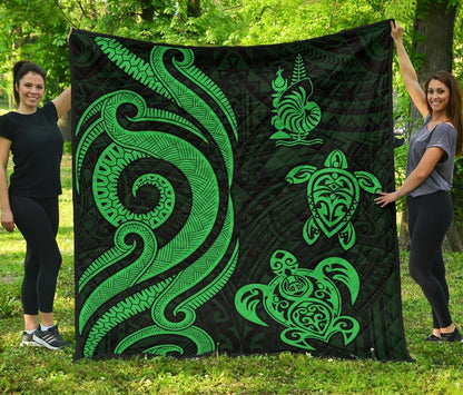 New Caledonia Premium Quilt - Green Tentacle Turtle