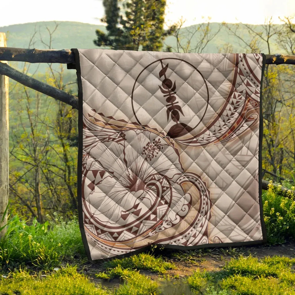 New Caledonia Premium Quilt - Hibiscus Flowers Vintage Style