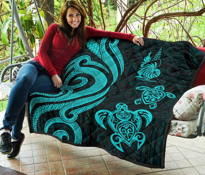 New Caledonia Premium Quilt - Turquoise Tentacle Turtle