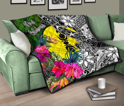 New Caledonia Premium Quilt - Turtle Plumeria Banana Leaf
