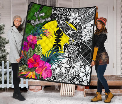 New Caledonia Premium Quilt - Turtle Plumeria Banana Leaf