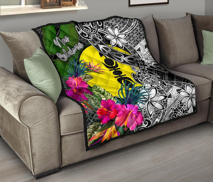 New Caledonia Premium Quilt - Turtle Plumeria Banana Leaf
