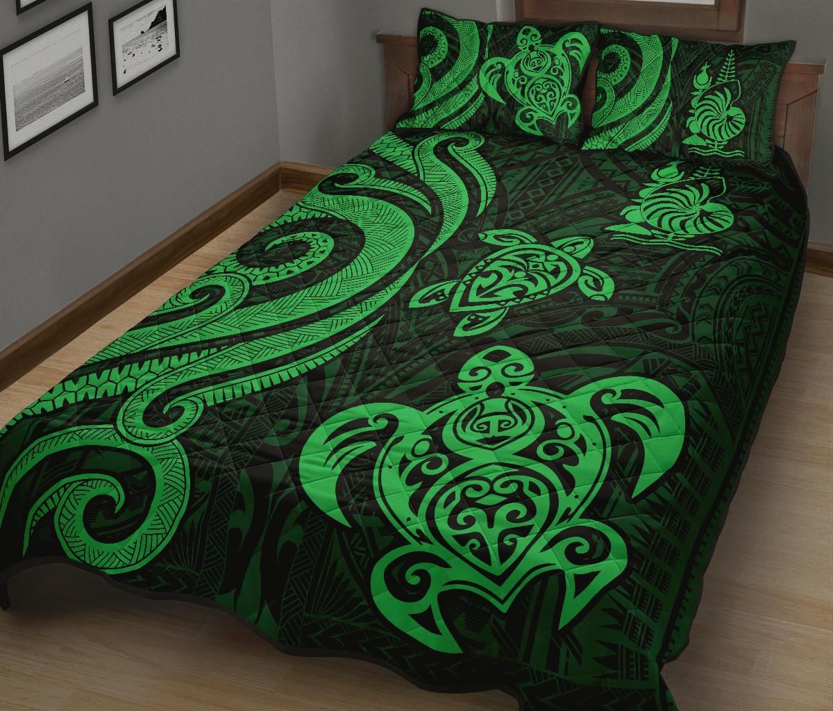 New Caledonia Quilt Bed Set - Green Tentacle Turtle