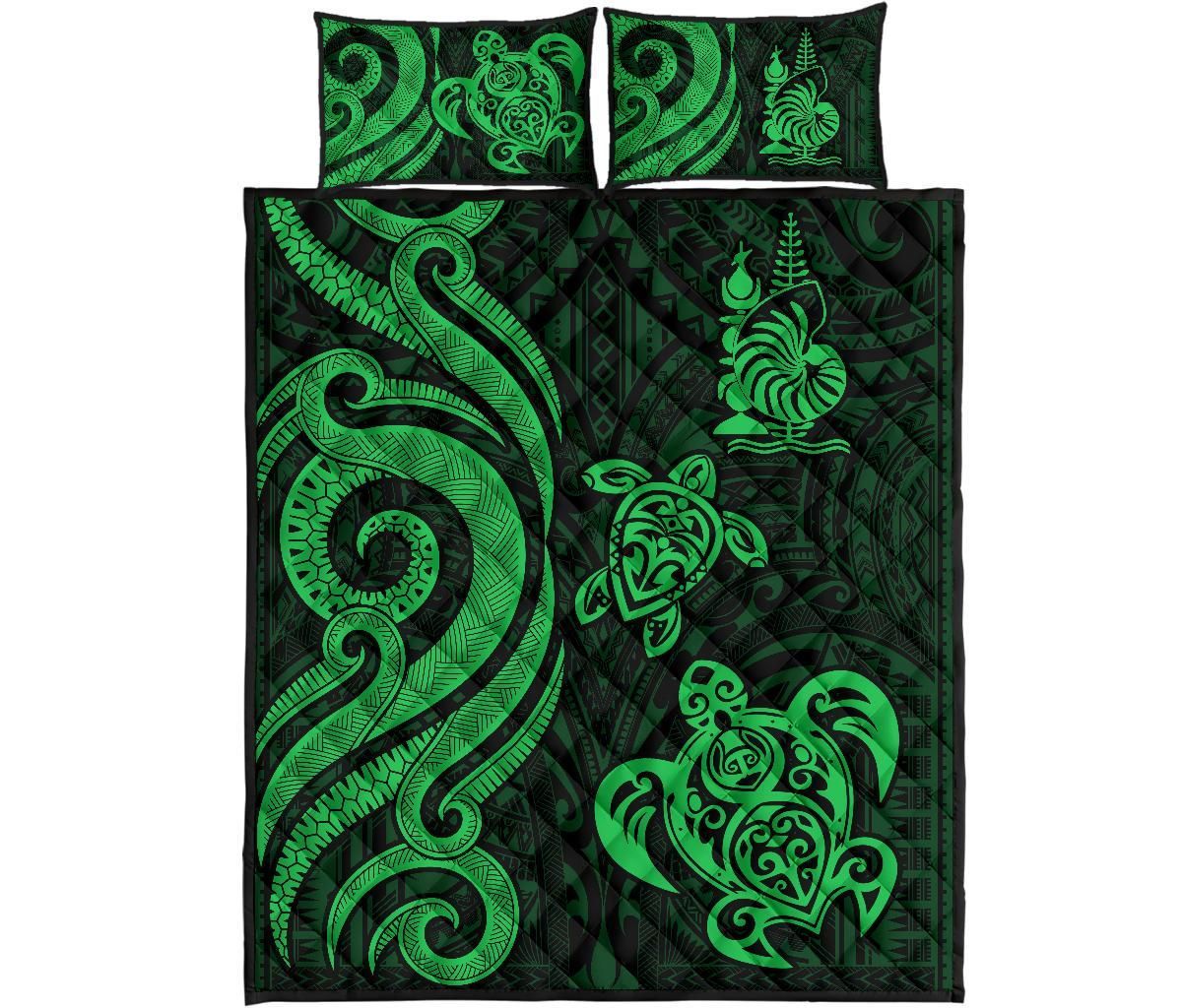 New Caledonia Quilt Bed Set - Green Tentacle Turtle