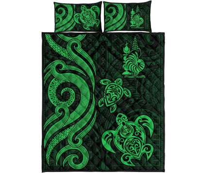 New Caledonia Quilt Bed Set - Green Tentacle Turtle
