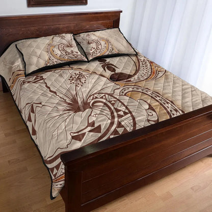 New Caledonia Quilt Bed Set - Hibiscus Flowers Vintage Style