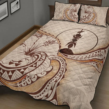 New Caledonia Quilt Bed Set - Hibiscus Flowers Vintage Style