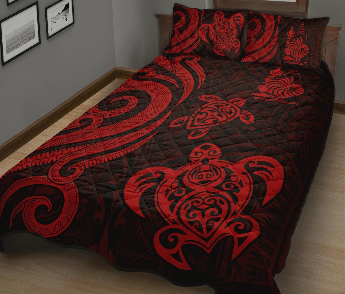 New Caledonia Quilt Bed Set - Red Tentacle Turtle