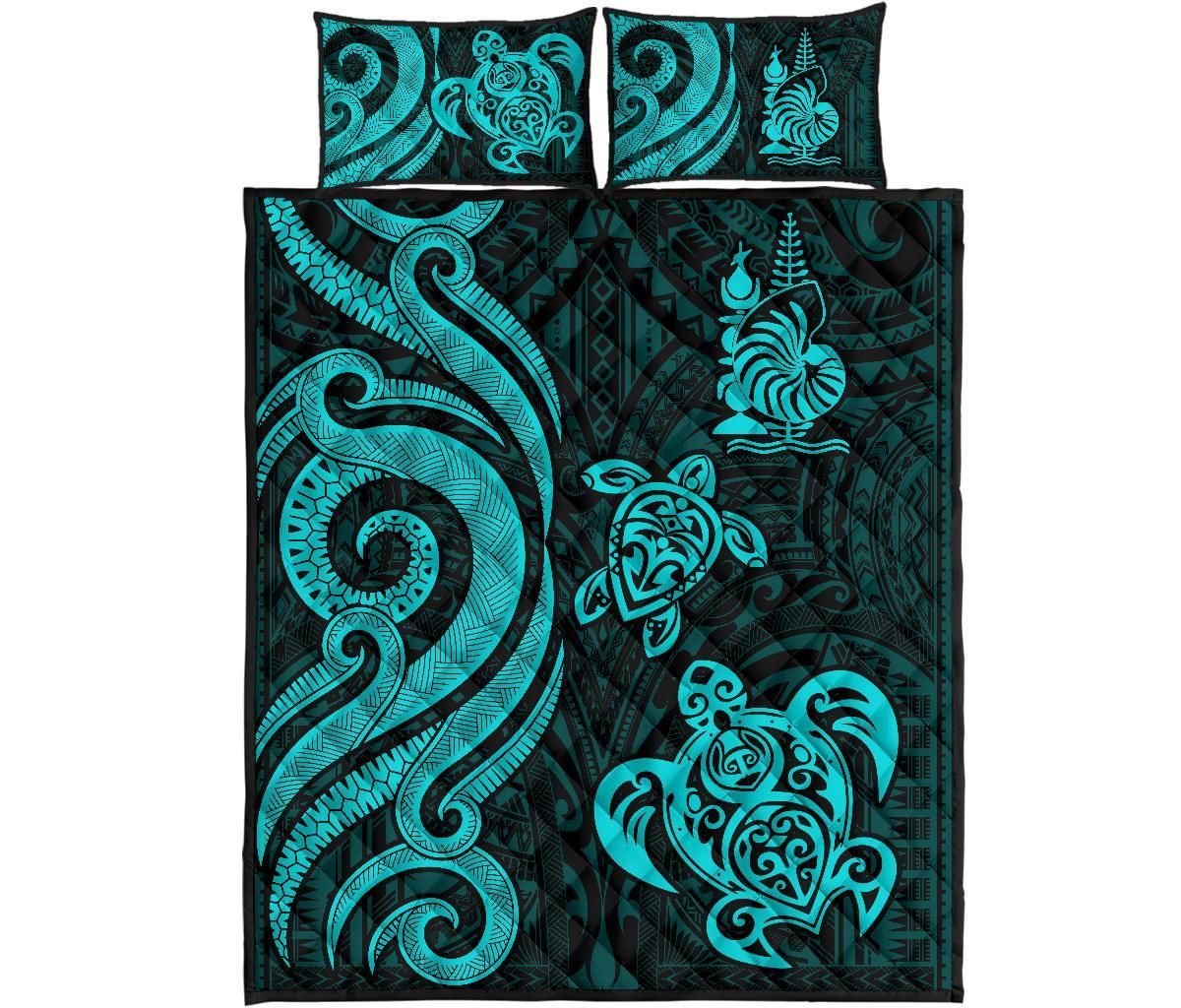 New Caledonia Quilt Bed Set - Turquoise Tentacle Turtle