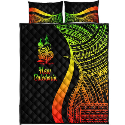 New Caledonia Quilt Bed Set - Reggae Polynesian Tentacle Tribal Pattern
