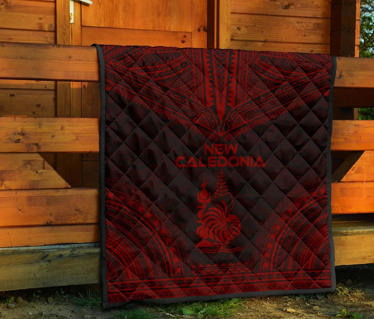 New Caledonia Premium Quilt - New Caledonia Coat Of Arms Polynesian Chief Dark Red Version