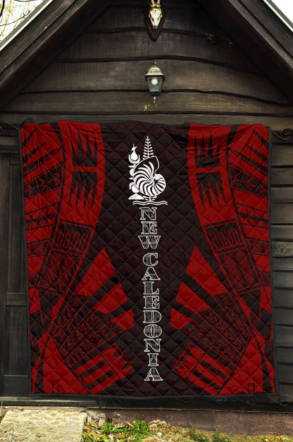 New Caledonia Premium Quilt - New Caledonia Coat Of Arms Polynesian Red Tattoo