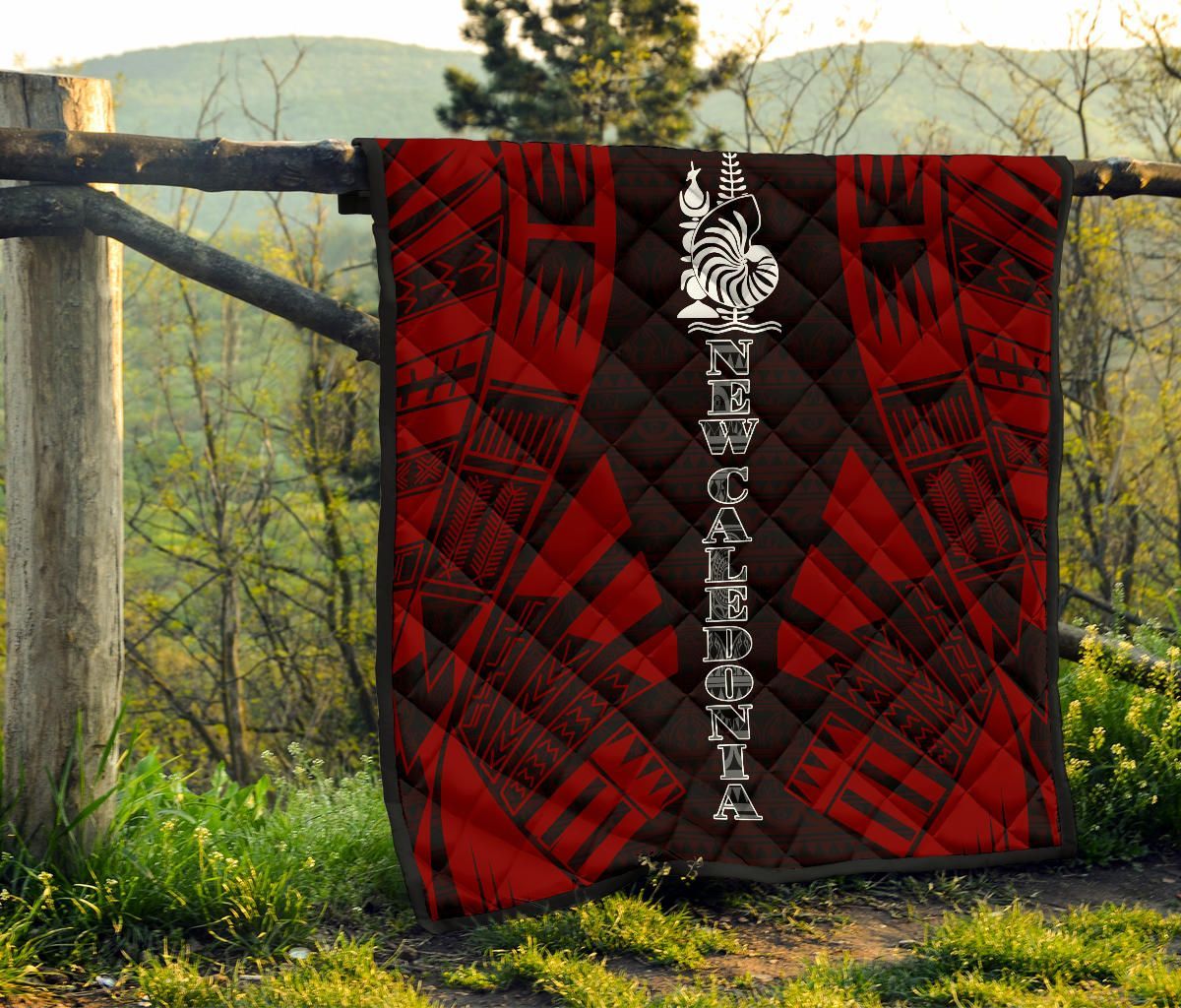 New Caledonia Premium Quilt - New Caledonia Coat Of Arms Polynesian Red Tattoo