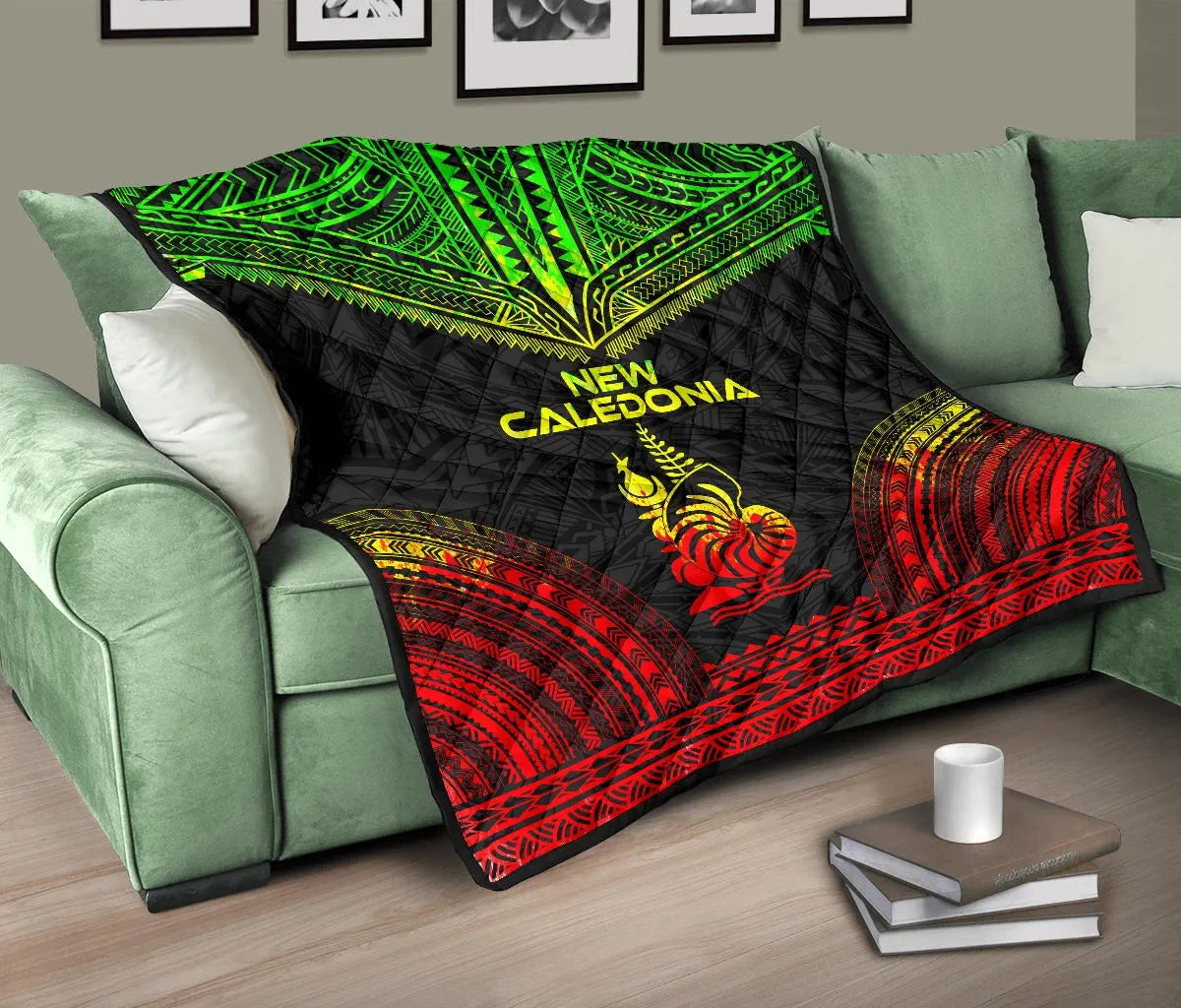 New Caledonia Premium Quilt - New Caledonia Coat Of Arms Polynesian Chief Reggae Version