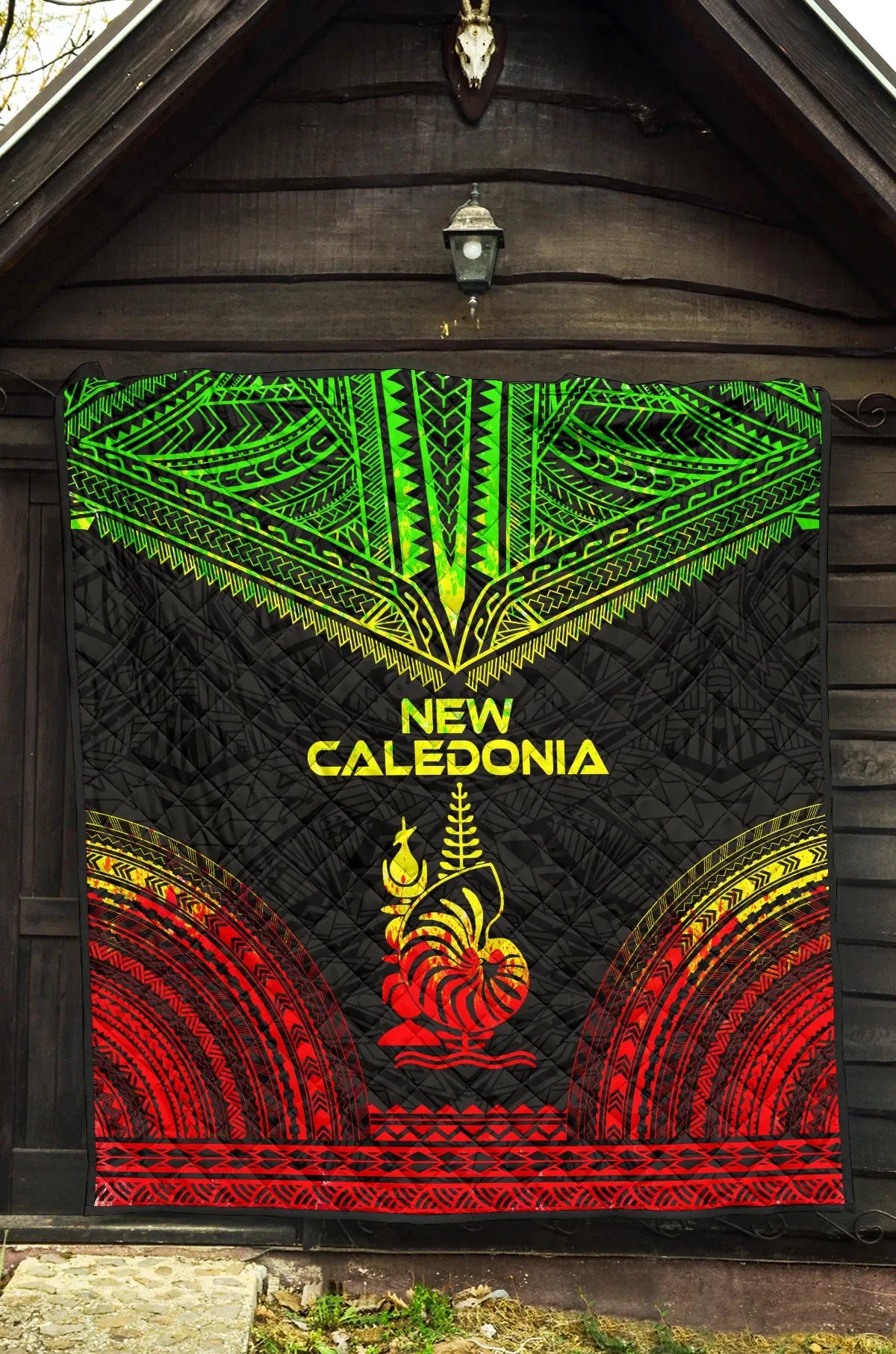 New Caledonia Premium Quilt - New Caledonia Coat Of Arms Polynesian Chief Reggae Version