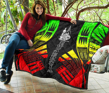 New Caledonia Premium Quilt - New Caledonia Coat Of Arms Polynesian Reggae Tattoo