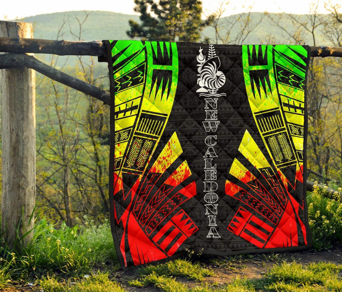 New Caledonia Premium Quilt - New Caledonia Coat Of Arms Polynesian Reggae Tattoo