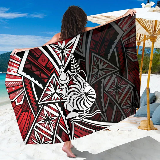 New Caledonia Sarong - Tribal Flower Special Pattern Red Color