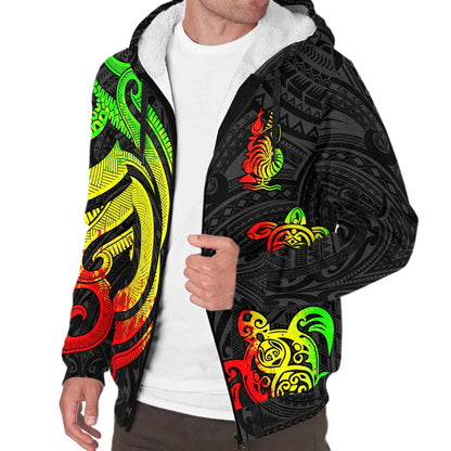 New Caledonia Sherpa Hoodie - Reggae Tentacle Turtle