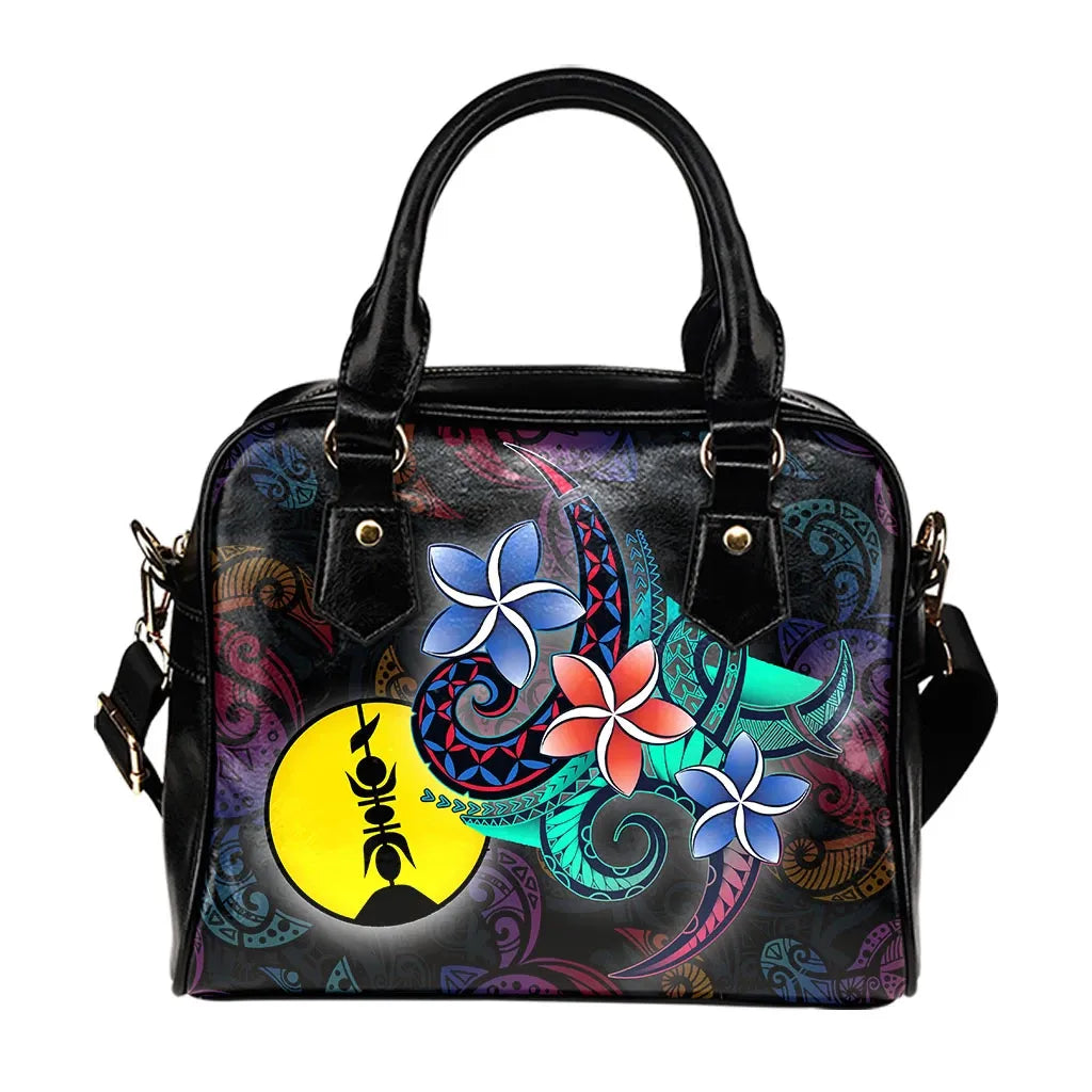 New Caledonia Shoulder Handbag - Plumeria Flowers Style