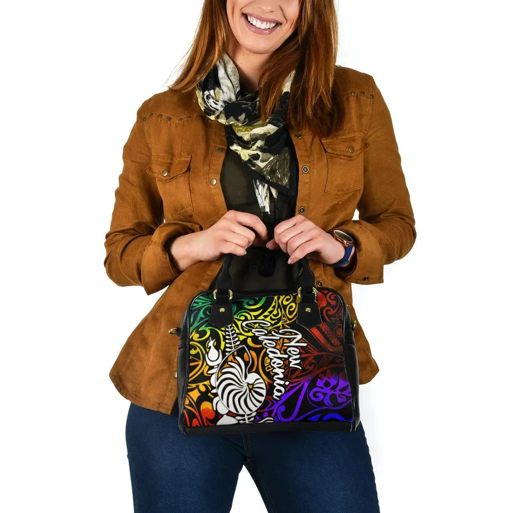 New Caledonia Shoulder Handbag - Rainbow Polynesian Pattern