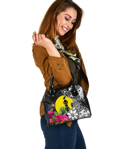New Caledonia Shoulder Handbag - Turtle Plumeria Banana Leaf Crest
