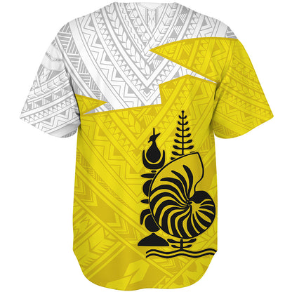 New Caledonia Baseball Shirt Polynesian Tattoo Flag And Coat Of Arms