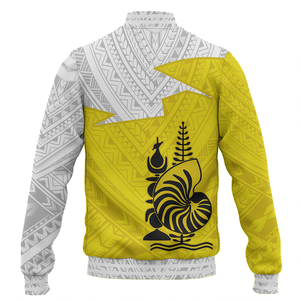 New Caledonia Baseball Jacket Polynesian Tattoo Flag And Coat Of Arms
