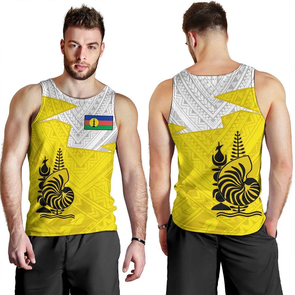New Caledonia Tank Top Polynesian Tattoo Flag And Coat Of Arms