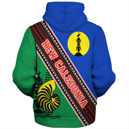 New Caledonia Sherpa Hoodie Flag And Coat Of Arms
