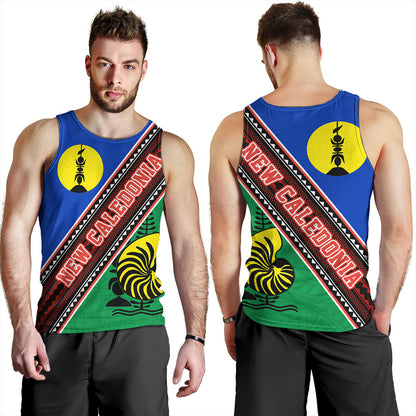 New Caledonia Tank Top Flag And Coat Of Arms