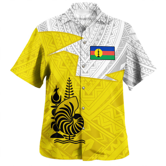 New Caledonia Hawaiian Shirt Polynesian Tattoo Flag And Coat Of Arms