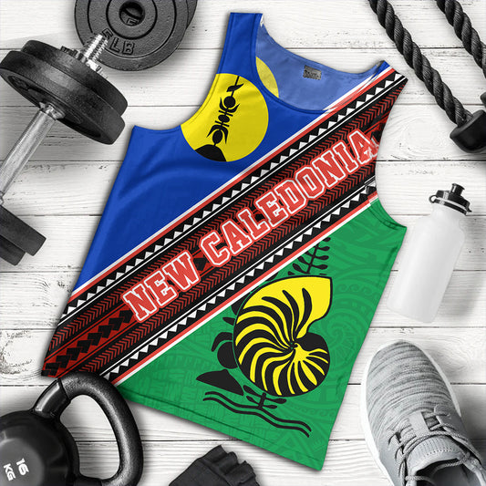 New Caledonia Tank Top Flag And Coat Of Arms