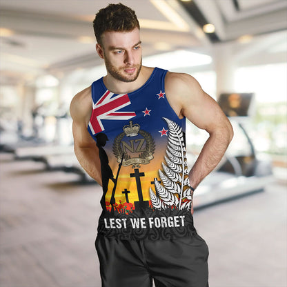 New Zealand Tank Top Anzac Army And Maori Silver Fern Poppy Sunset Style