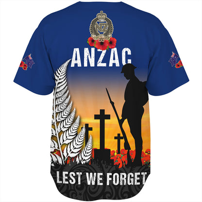 New Zealand Baseball Shirt Anzac Army And Maori Silver Fern Poppy Sunset Style