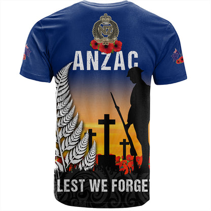 New Zealand T-Shirt Anzac Army And Maori Silver Fern Poppy Sunset Style