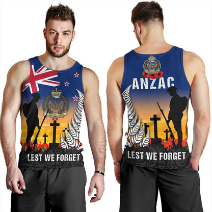New Zealand Tank Top Anzac Army And Maori Silver Fern Poppy Sunset Style
