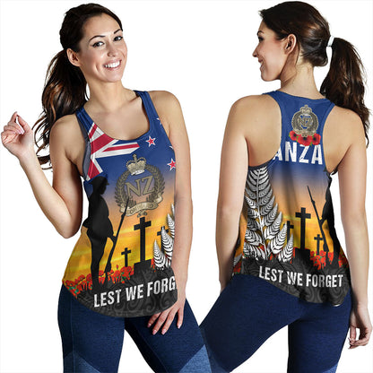 New Zealand Women Tank Anzac Army And Maori Silver Fern Poppy Sunset Style