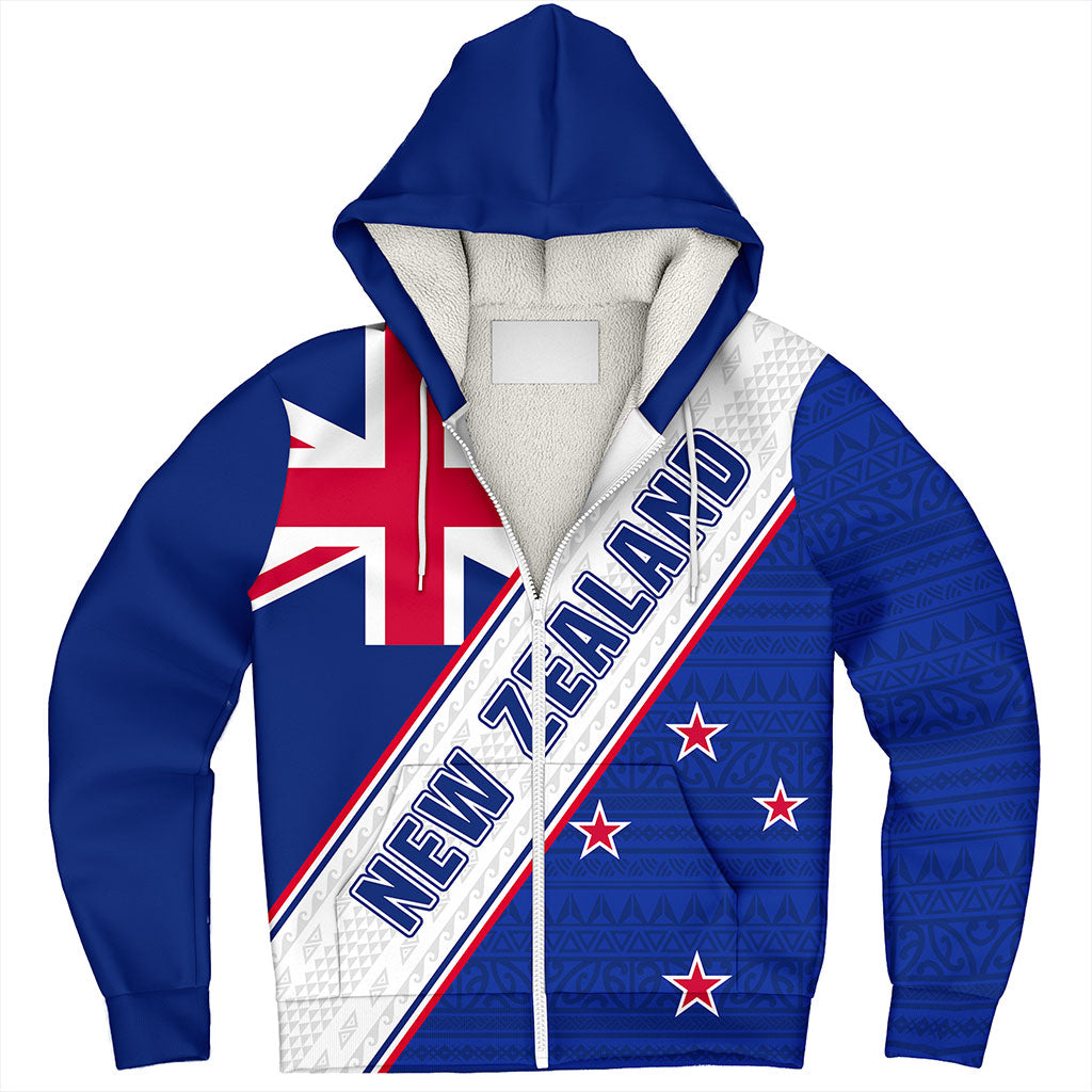 New Zealand Sherpa Hoodie Maori Tribal Flag Traditional