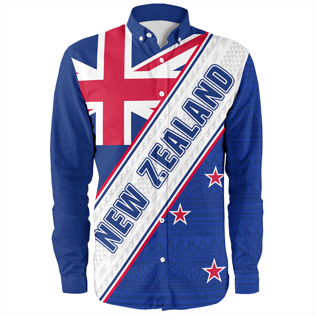 New Zealand Long Sleeve Shirt Maori Tribal Flag Traditional