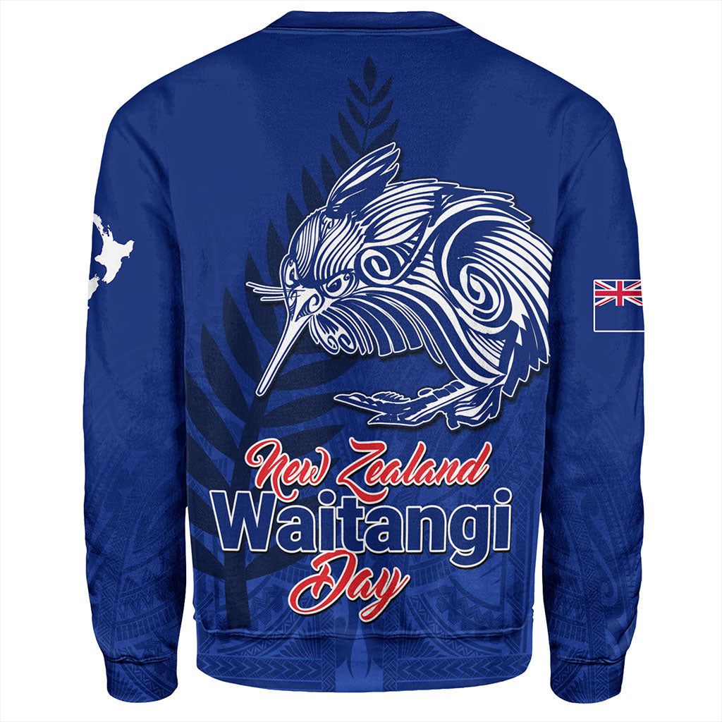 New Zealand Sweatshirt Waitangi Day Flag Kiwi Bird Style