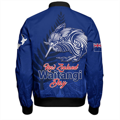 New Zealand Bomber Jacket Waitangi Day Flag Kiwi Bird Style