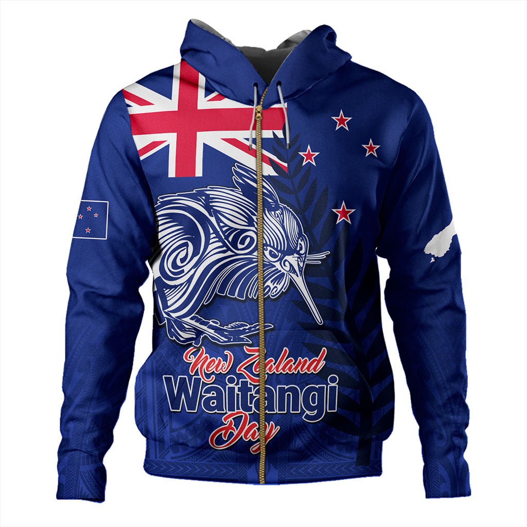 New Zealand Hoodie Waitangi Day Flag Kiwi Bird Style