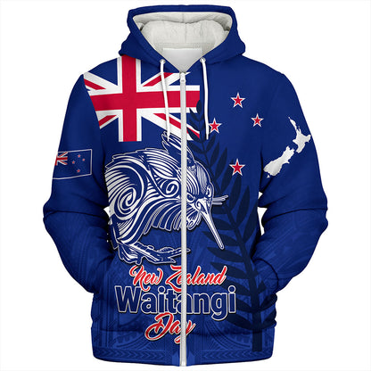 New Zealand Sherpa Hoodie Waitangi Day Flag Kiwi Bird Style