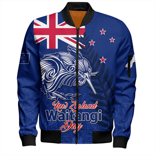 New Zealand Bomber Jacket Waitangi Day Flag Kiwi Bird Style