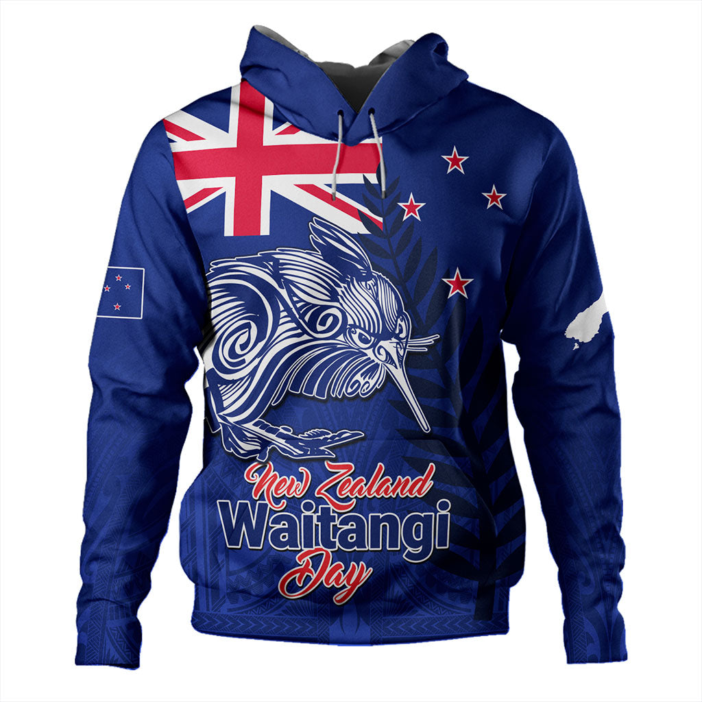 New Zealand Hoodie Waitangi Day Flag Kiwi Bird Style