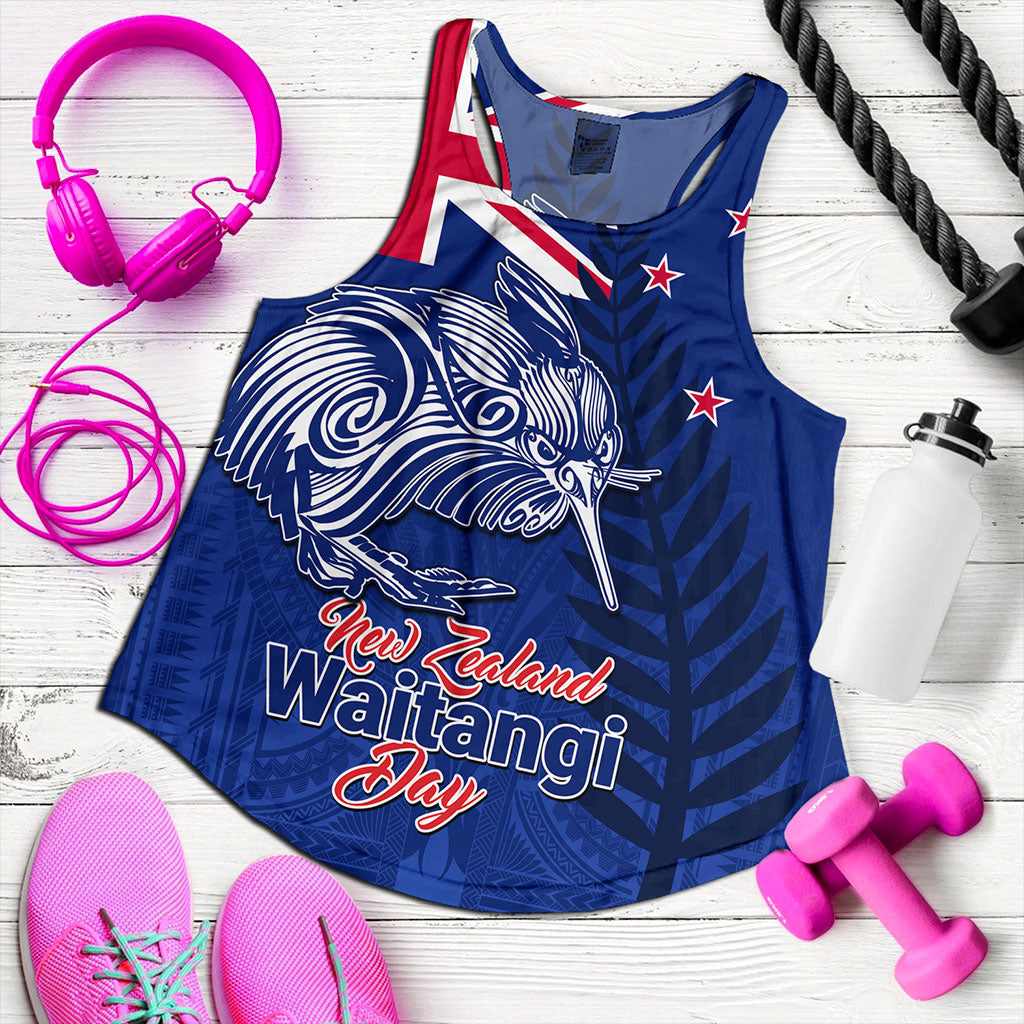 New Zealand Women Tank Waitangi Day Flag Kiwi Bird Style