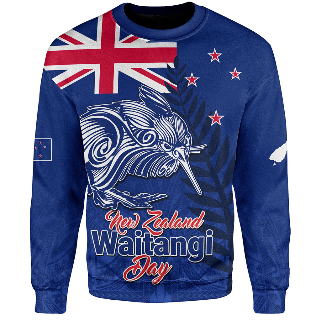 New Zealand Sweatshirt Waitangi Day Flag Kiwi Bird Style