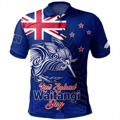 New Zealand Polo Shirt Waitangi Day Flag Kiwi Bird Style